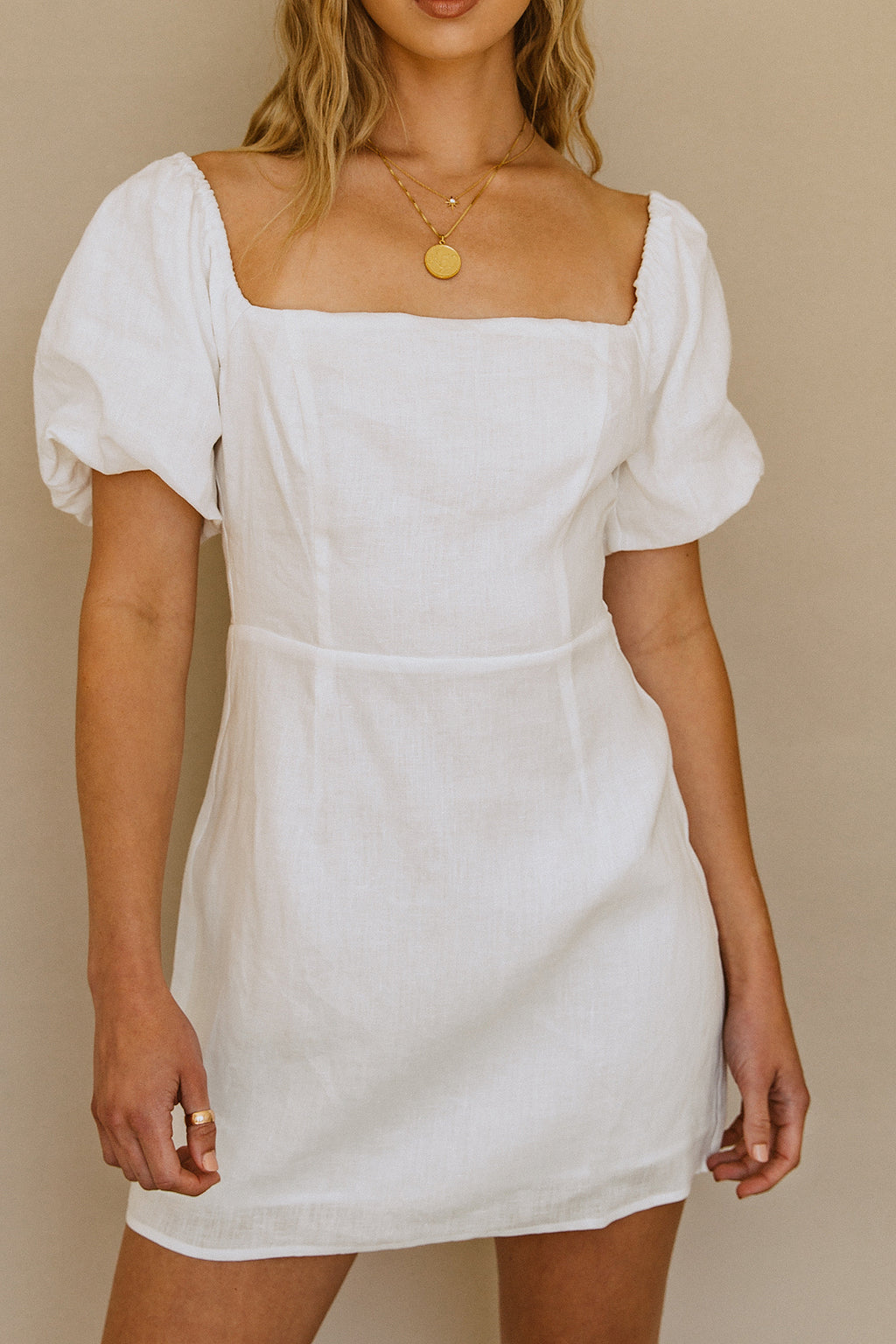 Catalina Island Linen Dress - White