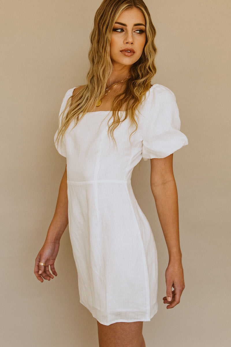Catalina Island Linen Dress - White