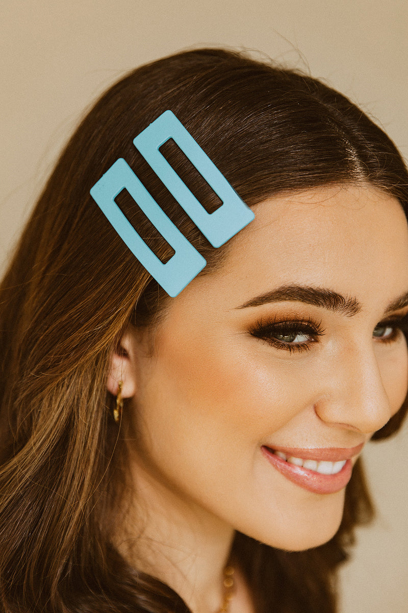 Matte Hair Clips Set of 2 - Blue